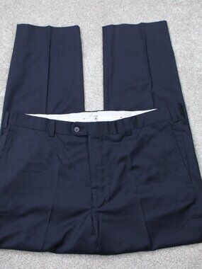 Joseph Abboud Pants Mens 40x30 Blue Marzotto Super 120s Wool Poly/Viscose Lined